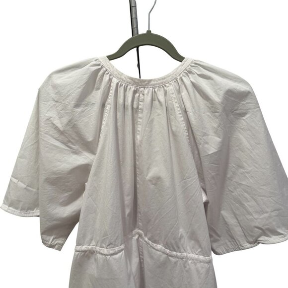 Staud White Button-Down Drawstring Waist Mini Dress With Wide Sleeves Size S - Picture 8 of 8